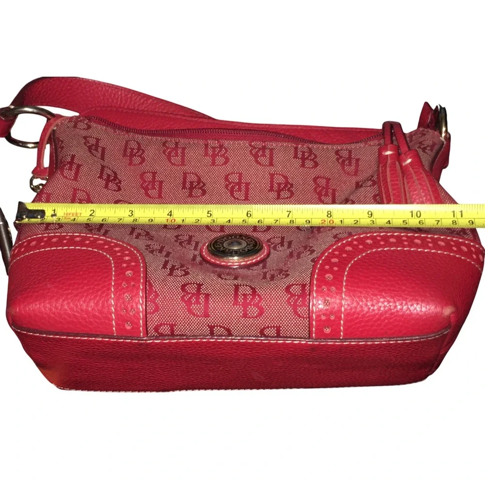 Dooney & Bourke Red Monogram Canvas Leather  Shoulder Bag Purse SEE Last Pic